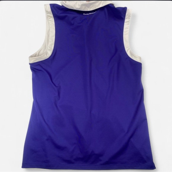 Tommy Bahama Women's Sleeveless Golf Top Blue with White Collar Size XL - Picture 2 of 7